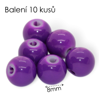 Fialové kuličky, 8mm (10ks)