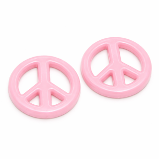 Růžový hippies/mírový znak, 16x3mm