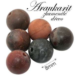 ARAUKARIT (zkamenělé dřevo), matná kulička, 8mm