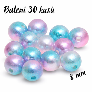Modrorůžové kuličky, 8mm (30ks)