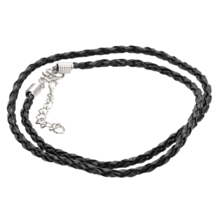 Černá šňůrka, imitace kůže - 43 cm