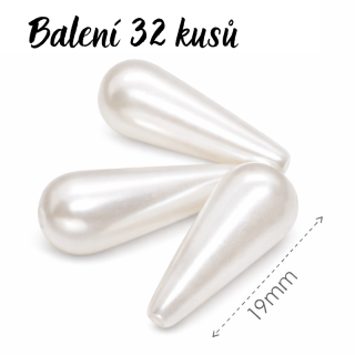 Bílá slzička, 19x8mm (10ks)