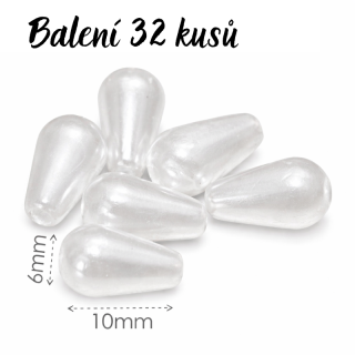 Bílá slzička, 10x6mm (32ks)