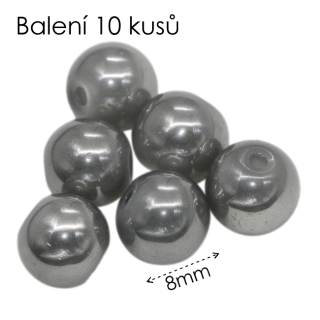 Šedé kuličky, 8mm (10ks)