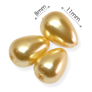 Žlutá slzička, voskovaná, 11x8mm