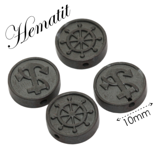 HEMATIT, kotva/kormidlo-matné, 10x3mm