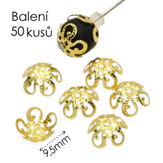 Zlaté kaplíky, 9,5x4,5mm (50ks)