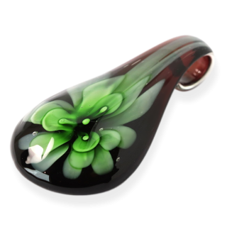 Černá slza- zelený květ, 58x30mm