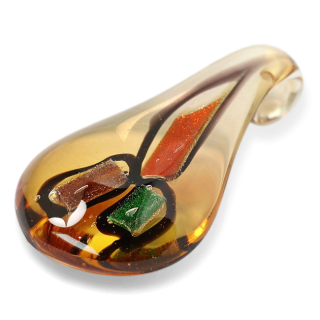 Žlutá slzička, třpytivé zdobení, 56x32mm