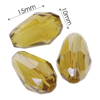 Žlutá slzička, broušená, 15x10mm