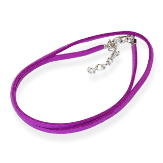 Růžovo-fialová šňůrka, imitace kůže - 43 cm