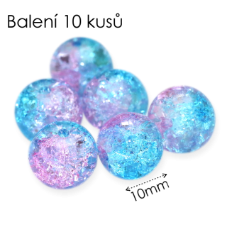 Modro-růžové kuličky, 10mm (10ks)