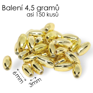 Zlatá rýže, 6x3mm (4,5g=150ks)