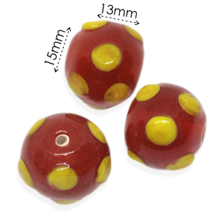 Oranžová kulička s puntíky, 15x13mm