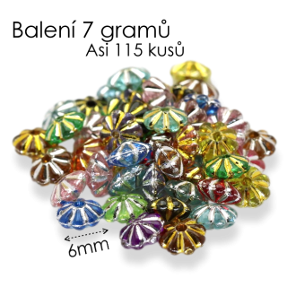 Barevné květy, 6x3,5mm (7g/115ks)