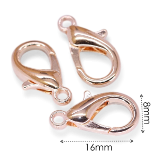 Růžové zlato karabina, 16x8mm