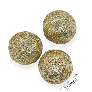 Zlatá, pěnová kulička, třpytky, 15mm