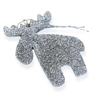 Stříbrný, pěnový sob, 80x8mm