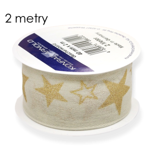 Béžová stuha-hvězdy, 40mm (2m)