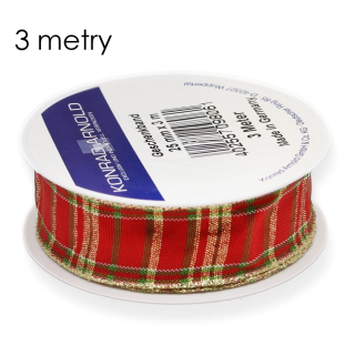 Červená-KÁRO stuha, 25mm (3m)