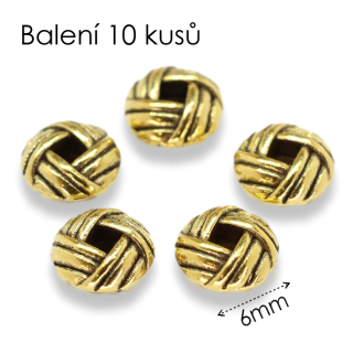 Starozlatý disk, 6x3,2mm (10ks)