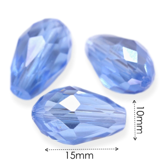 Modrá slzička, broušená, 15x10mm