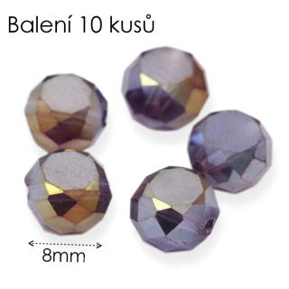 Fialová kolečka, pokov, 8x4,5mm (10ks)