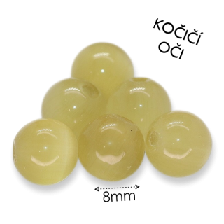 Žlutá kulička, kočičí oči, 8mm