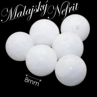 NEFRIT Malajský, bílý, 8mm