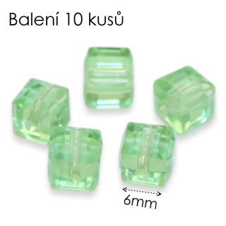 Zelená kostka, 6mm (10ks)
