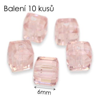 Růžová kostka, 6mm (10ks)