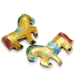 Žlutý koník, cloisonné, 19x15mm 