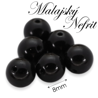 NEFRIT Malajský, černý, 8mm
