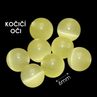 Žluté kulička, kočičí oči, 6mm