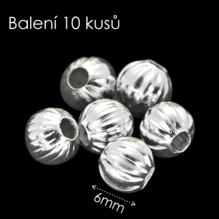 Stříbrné kuličky, 6mm (10ks)