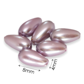 Fialová slzička, voskovaná, 8x4mm