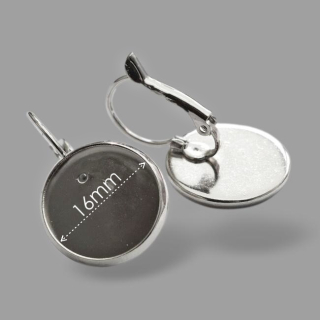 Platinový háček s lůžkem - 28x18mm (pár)