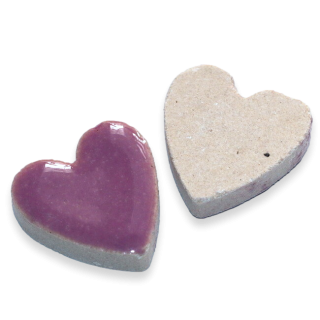 Fialové srdce, kabošon, porcelán, 23x22mm