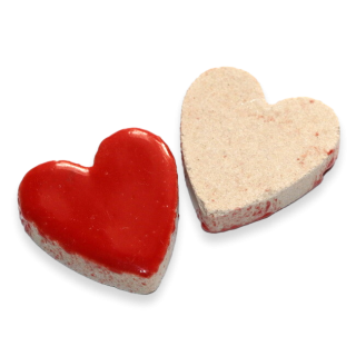 Červené srdce, kabošon, porcelán, 23x22mm