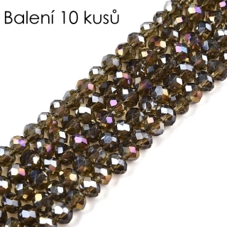 Hnědé rondelky s AB, 6x5mm (10ks)