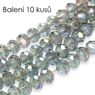 Šedomodré rondelky s AB, 6x5mm (10ks)