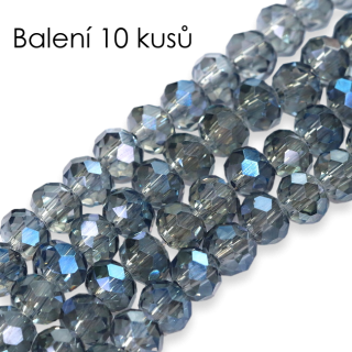 Šedomodré rondelky s AB, 6x5mm (10ks)