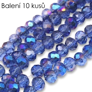 Modré rondelky s AB, 6x5mm (10ks)