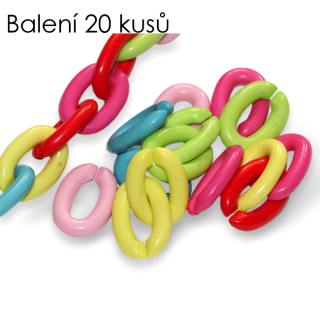 Barevné oválky-řetízek, 18x13mm (20ks)