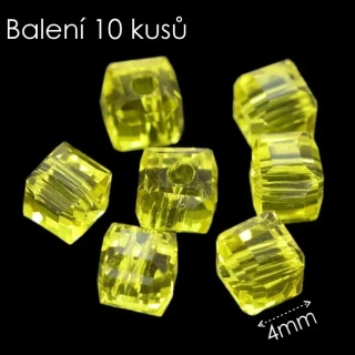 Žlutá kostka, 4mm (10ks)