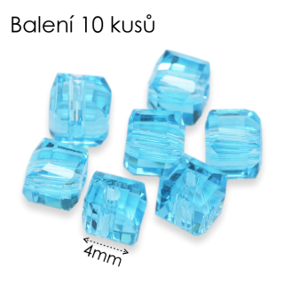 Modrá kostka, 4mm (10ks)