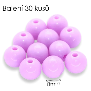 Fialové kuličky, 8mm (30ks)