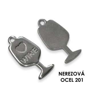 Víno, nerezová ocel 201, 18x9mm