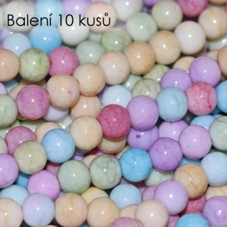 Barevné kuličky-praskané, 8mm (10ks)
