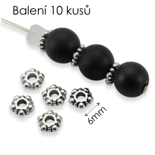 Starostříbrné kytičky, 6x2,2mm (10ks)